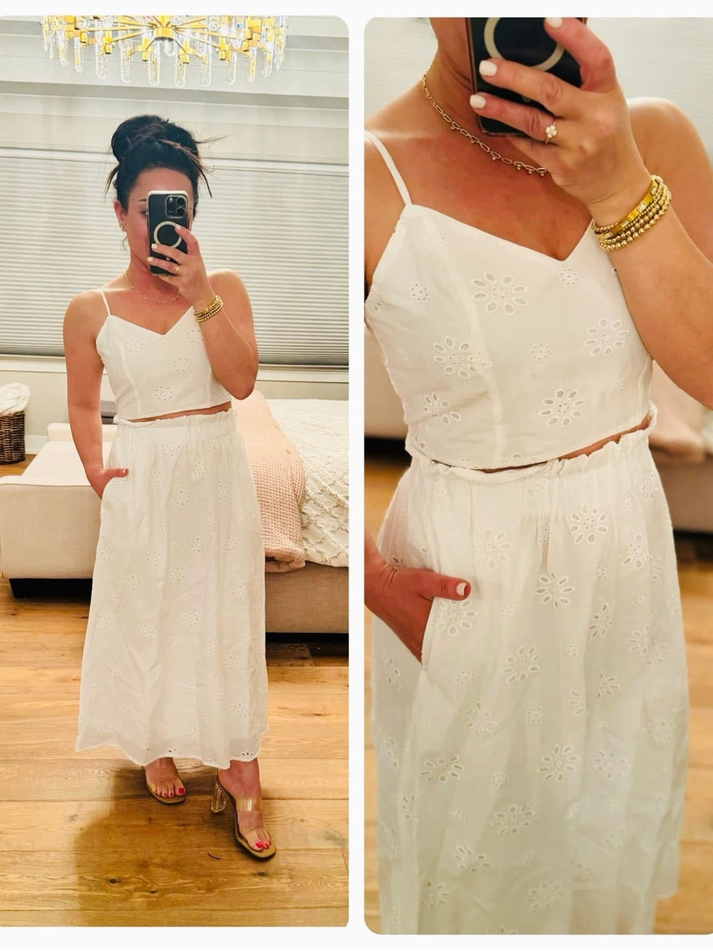 Universal Thread White Eyelet Maxi Skirt with Pockets